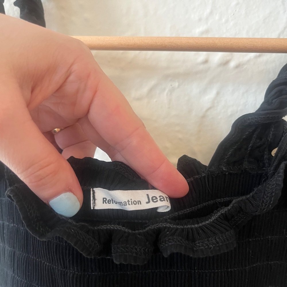 Reformation Black Ruffled Crop Top - Picture 2 of 3
